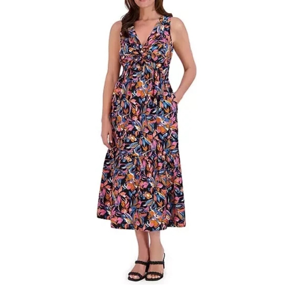 French Connection Floral Maxi Dress Size XXL Multicolor Boho Cotton Resort Flowy